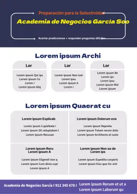 Promover el currículo escolar y las presentaciones en azul marino y gris