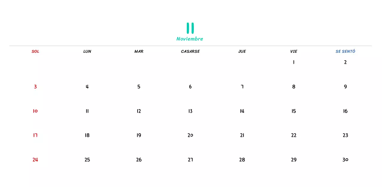Calendario de Año Nuevo con simpáticas ilustraciones lineales