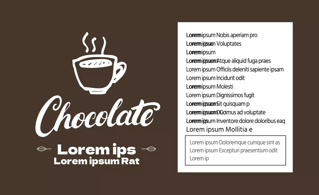 Etiqueta ilustrada marrón de chocolate caliente en polvo