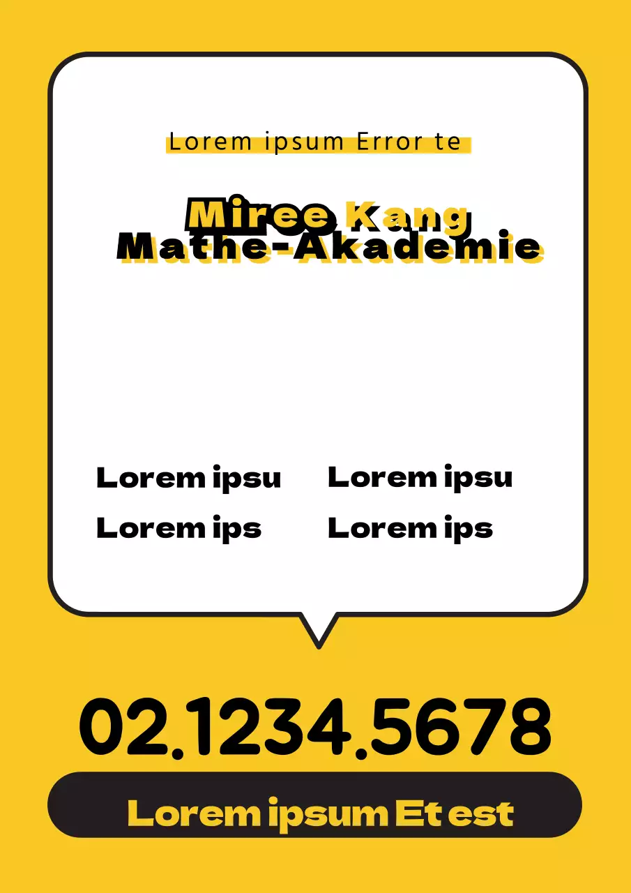 Einfache Schulwerbung mit gelben und schwarzen Sprechblasen