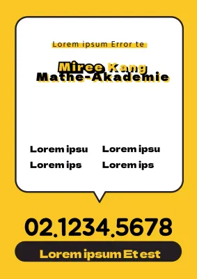 Einfache Schulwerbung mit gelben und schwarzen Sprechblasen