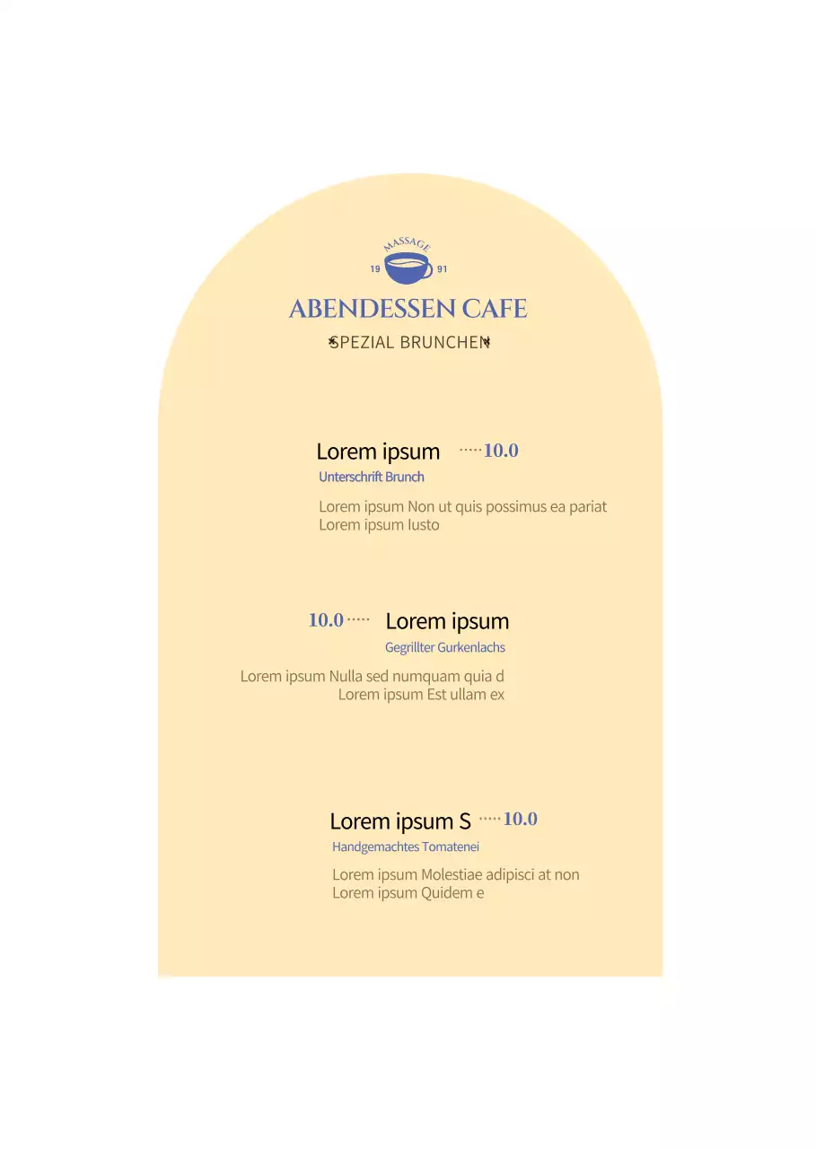 Signatur gelbe und blaue Speisekarten