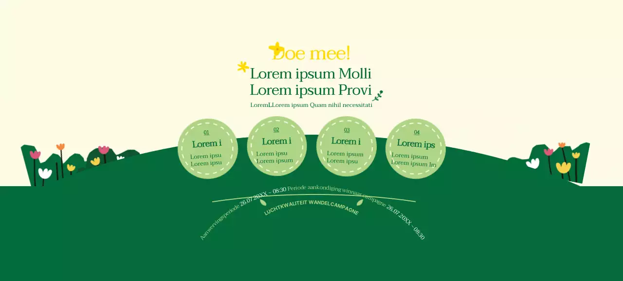 Over de groen-gele campagne Loop naar je werk in een schone stijl