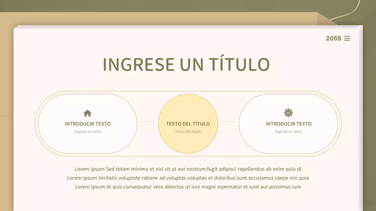 Para presentaciones con un concepto de documento limpio en tonos oliva y beige