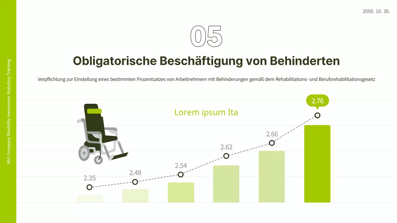 Weiße und lindgrüne Illustration, die das Gefühl vermittelt, dass das PPT am Arbeitsplatz für Behinderungen sensibilisiert.