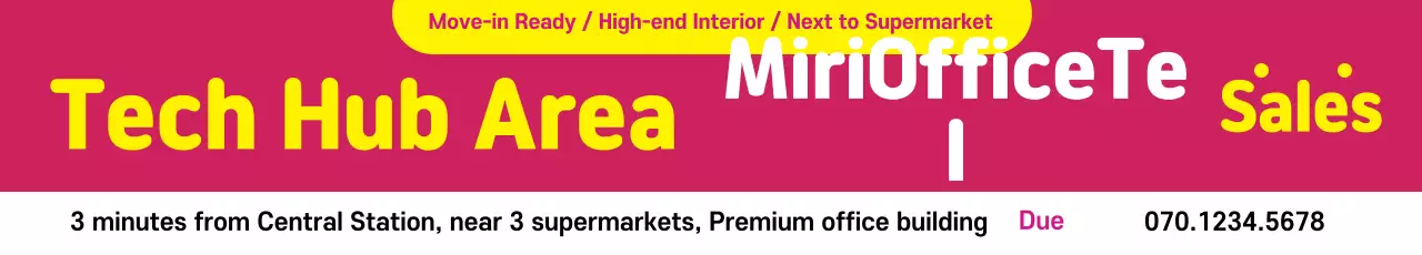 Banner de promoção de escritório moderno rosa