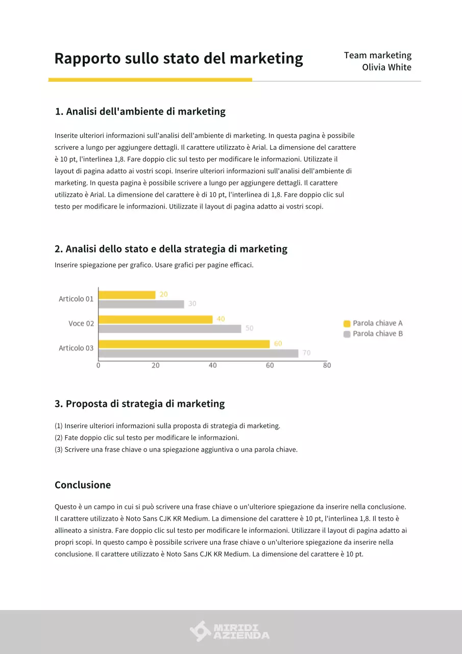 Rapporti con un tema pulito giallo e grigio