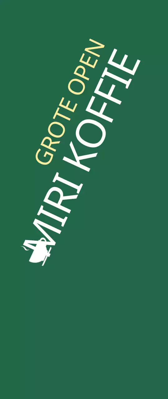 Kleine cafe opening promotie op een groene achtergrond