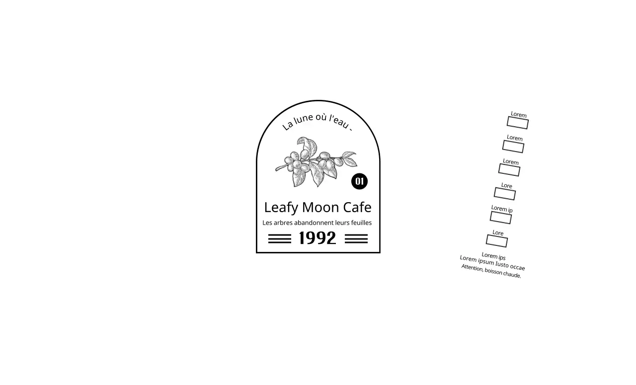 Promouvoir et informer votre café avec un logo épuré en noir et blanc.