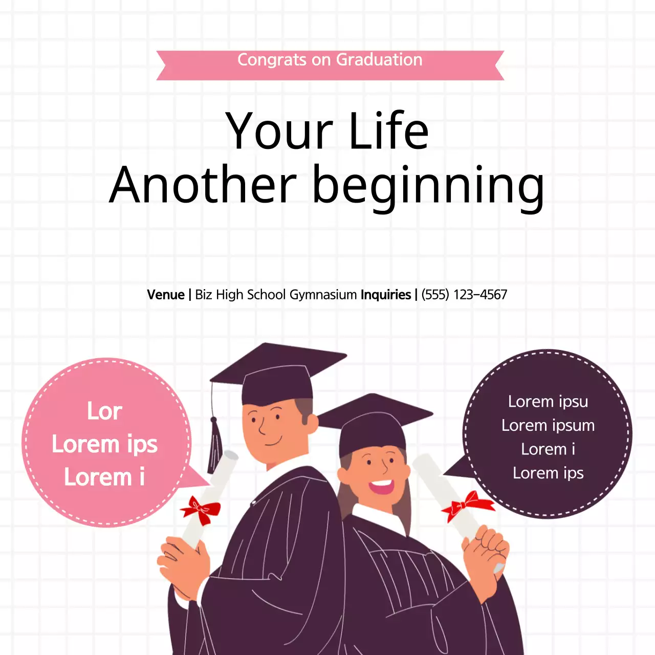 Pink Simple Graduation Invitation Banner