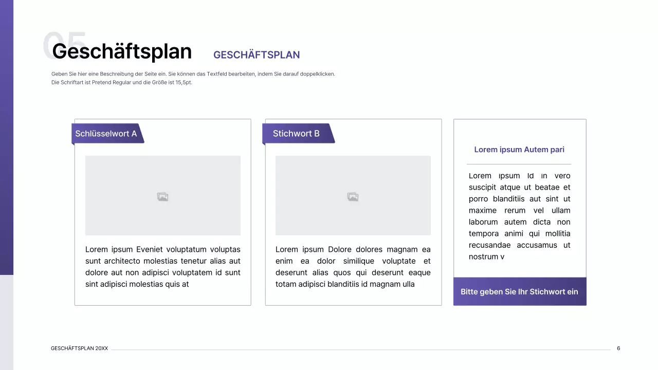Business-Plan-Präsentation Kit mit lila Gradient Index-Konzept