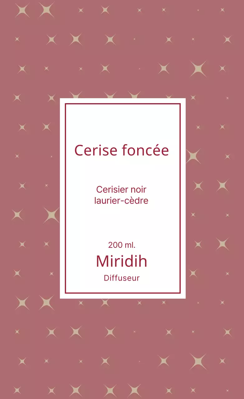 Étiquette de diffuseur à motif pailleté rouge