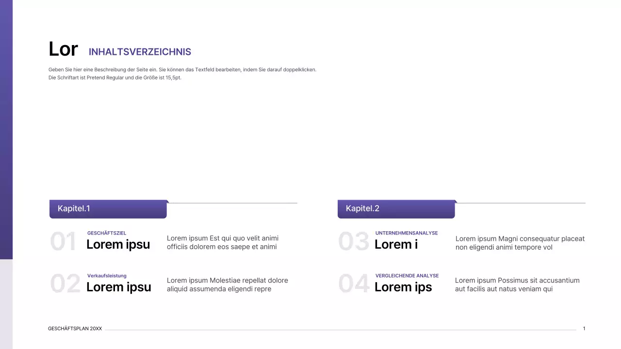 Business-Plan-Präsentation Kit mit lila Gradient Index-Konzept