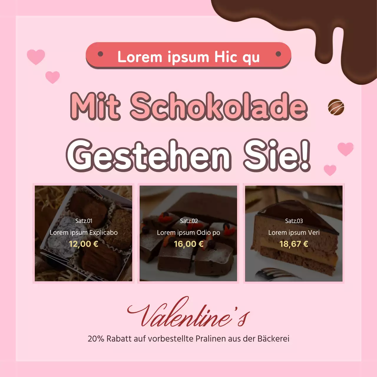 Romantische Tischkarten für BeichtenNews Design