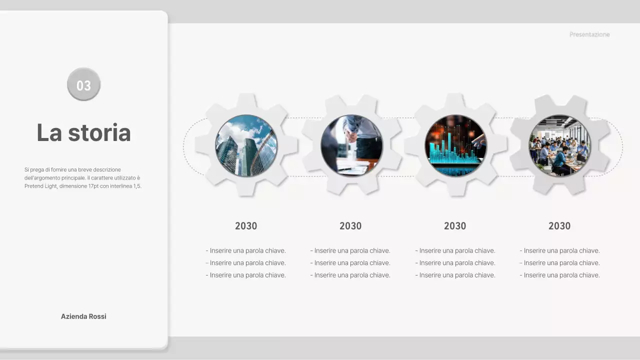 Proposta con elementi ingranaggi grigi e tridimensionali