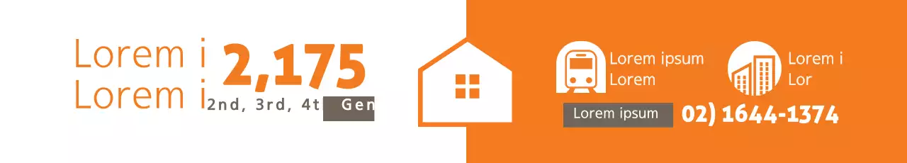 Banner de promoção imobiliária minimalista laranja