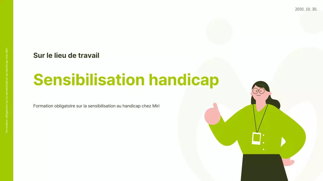 Illustration en blanc et vert lime pour sentir la sensibilisation aux handicaps sur le lieu de travail.