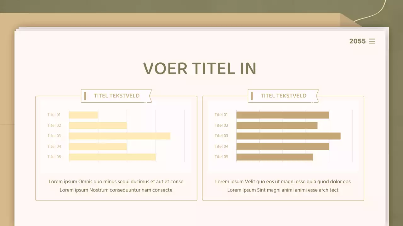 Voor presentaties met een strak documentconcept in olijf- en beigetinten