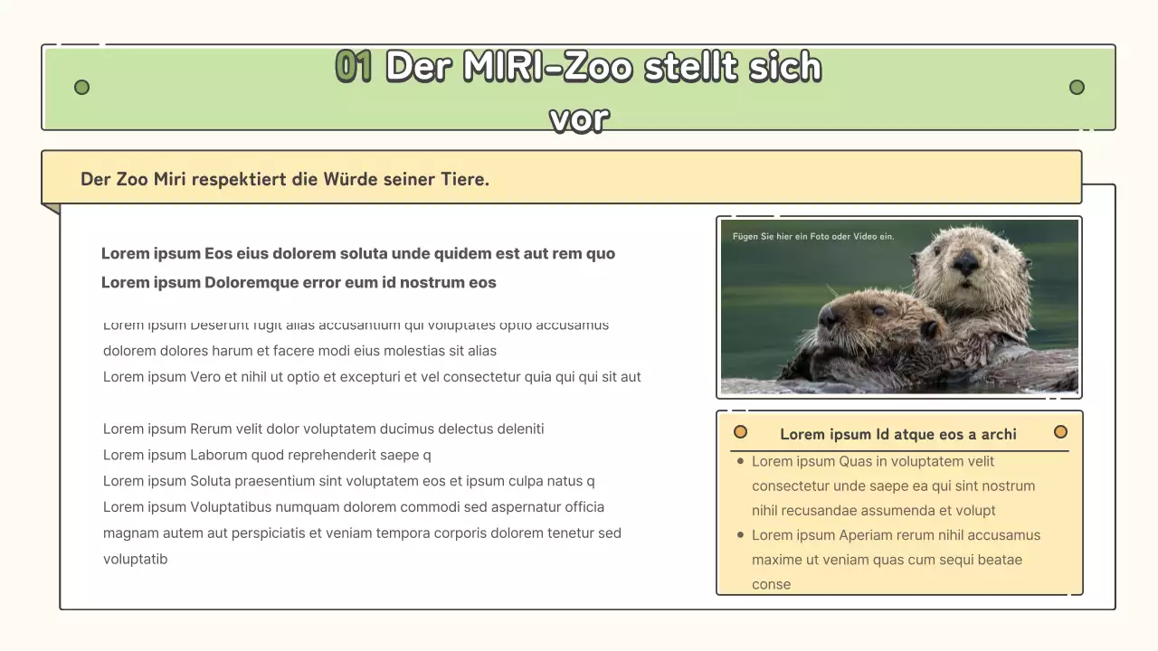 Zoopädagogische Materialien in Pastelltönen von Gelb, Chartreuse und Hellblau