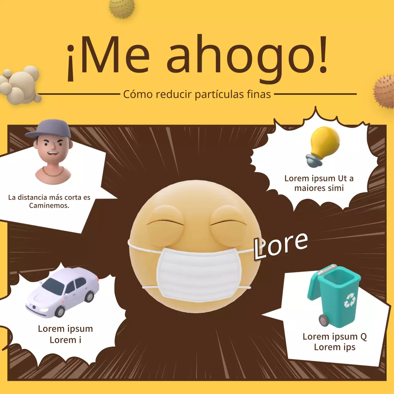 Cómo reducir el polvo fino en un dibujo animado Concepto de ilustración en 3D