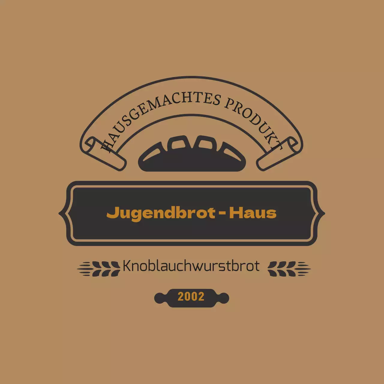 Braunes Etikett einer alten Bäckerei