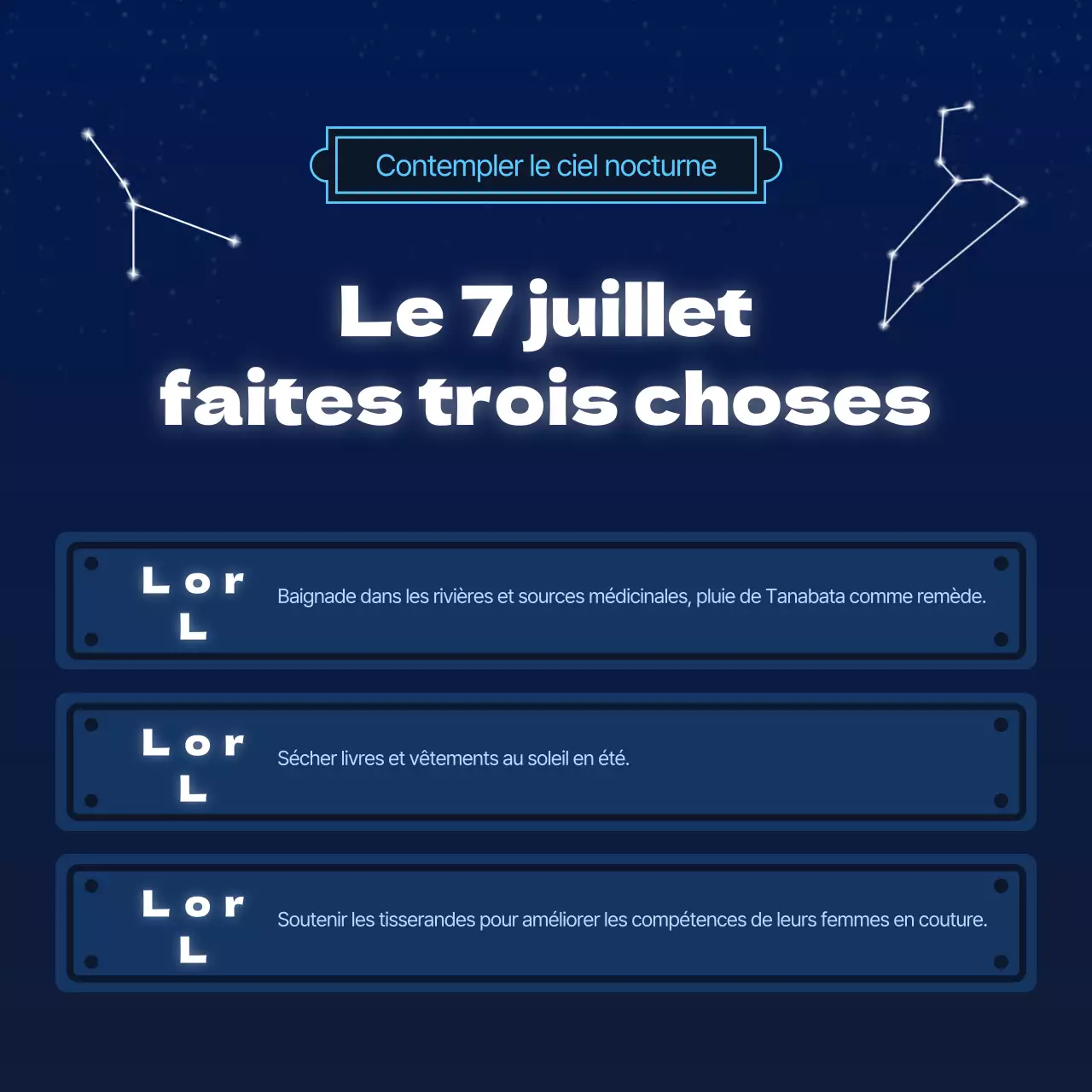 Un concept de ciel étoilé bleu marine et bleu clair pour le 7 juillet