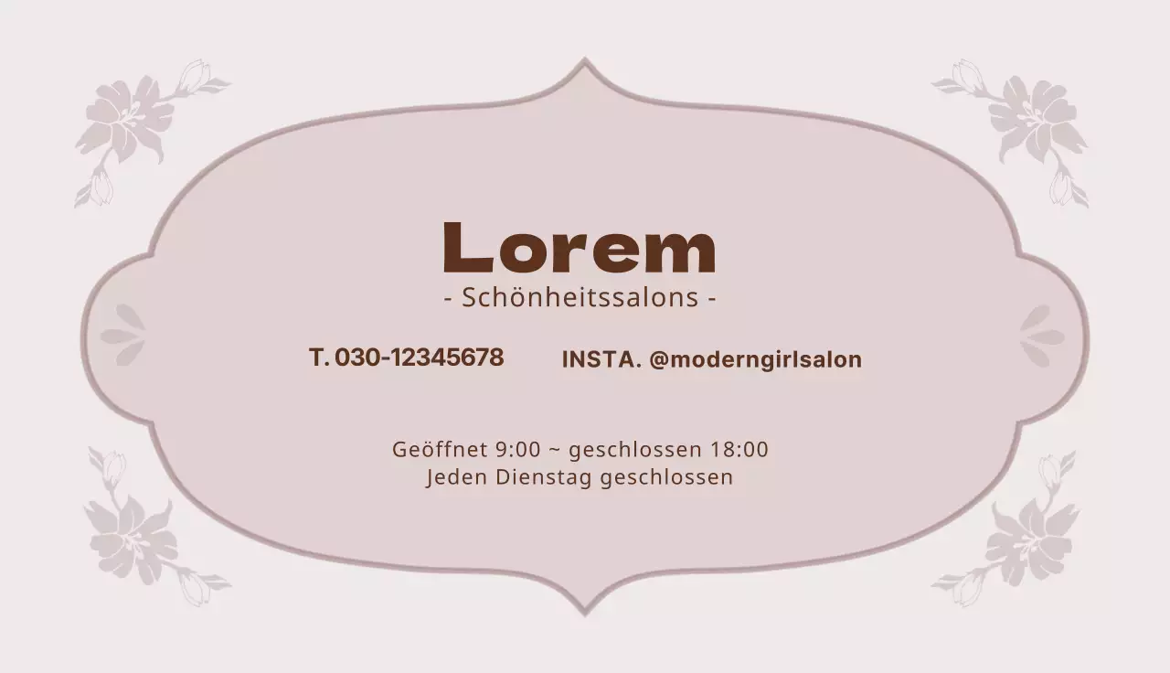 Rosa lila Illustration Schönheitssalon Visitenkarte