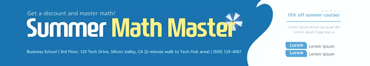 Banner de promoção de matemática moderna azul