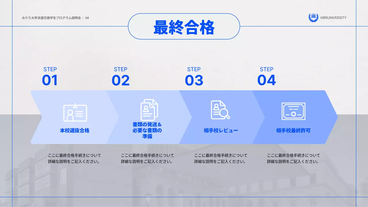 青 モダン 交換留学 プラン プレゼンテーション