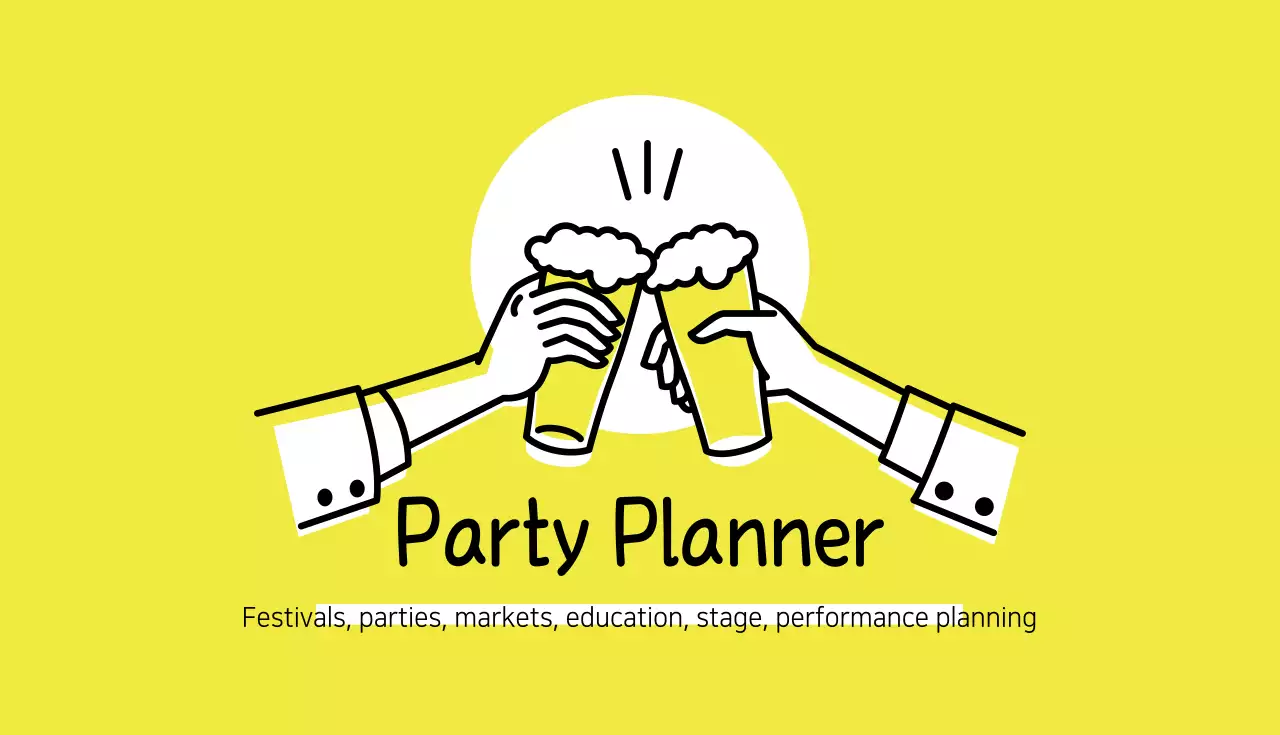 Cartão de visita amarelo simples para festa