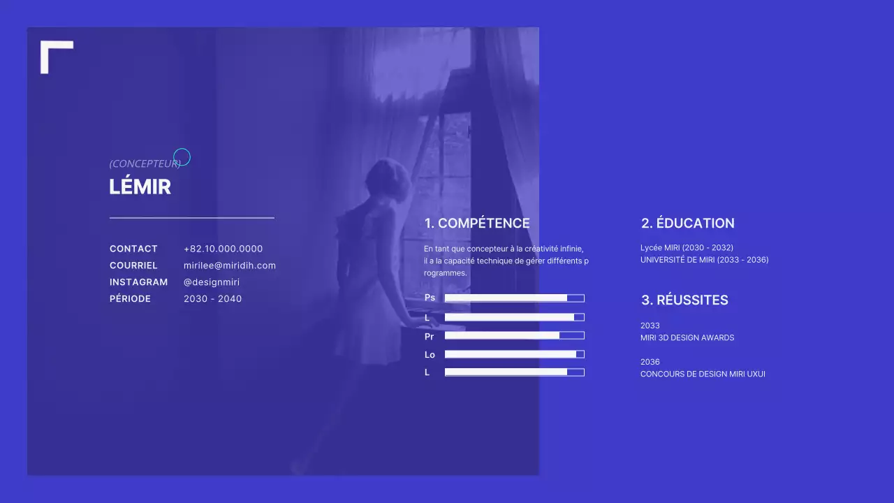 Un portefeuille simple en bleu et blanc