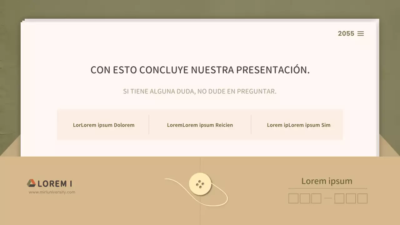 Para presentaciones con un concepto de documento limpio en tonos oliva y beige