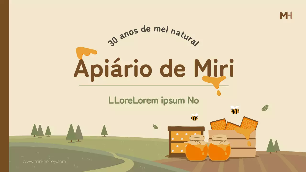 Carta de uma empresa de produtos biológicos kitsch amarela e castanha