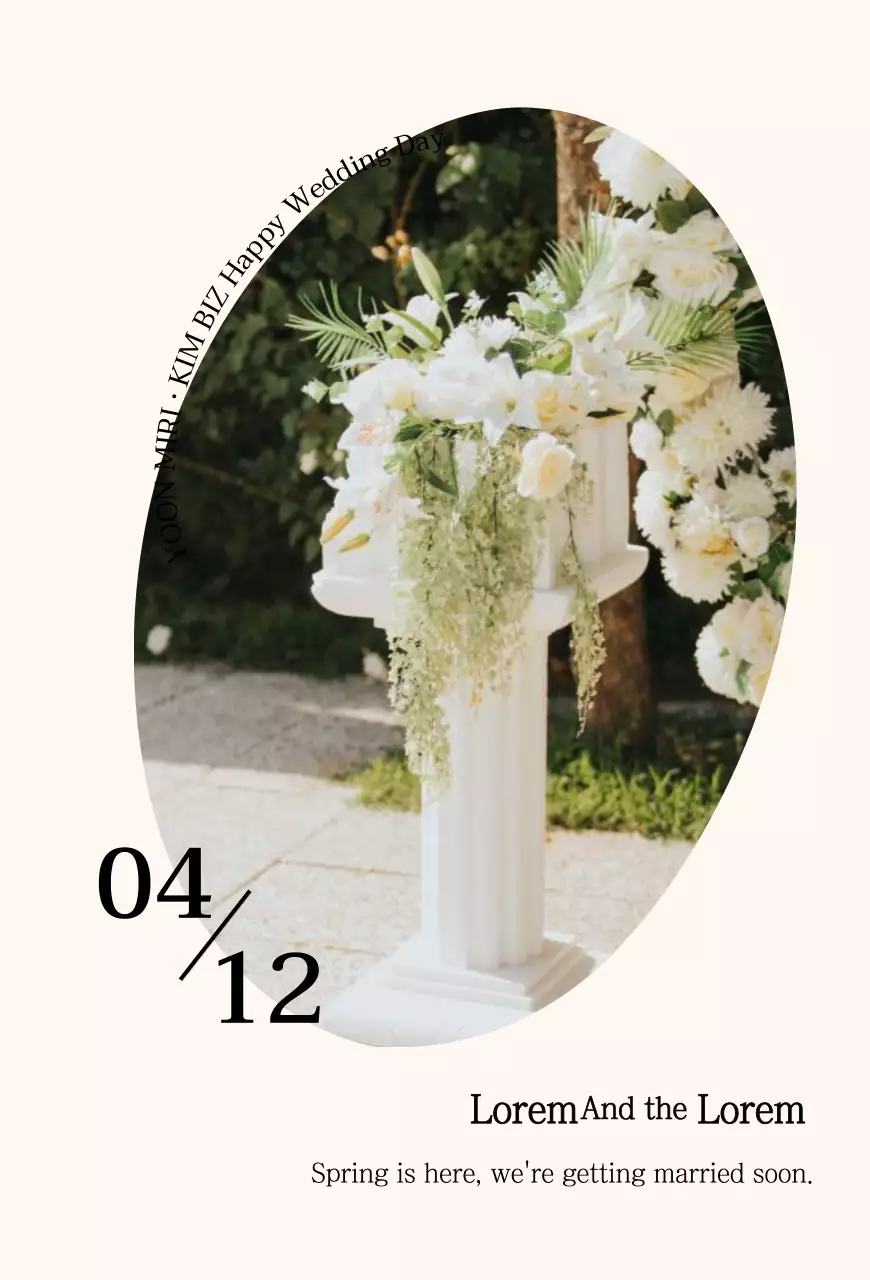 Convite de casamento com conceito de texto simples e moldura oval