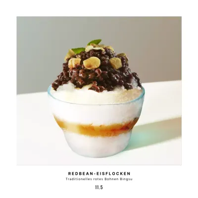 Braunes minimalistisches Shaved Ice mit roten Bohnen