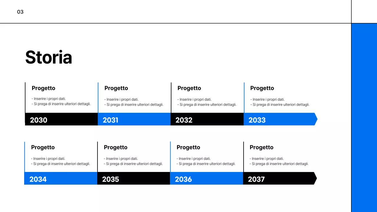 Un semplice prospetto bianco e blu di una società di formazione