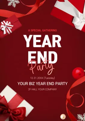 Red Elegant Party Invitation Poster