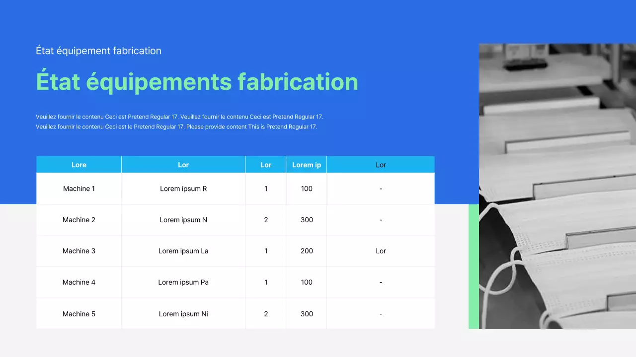 Proposition de présentation de services de production externalisés bleu menthe