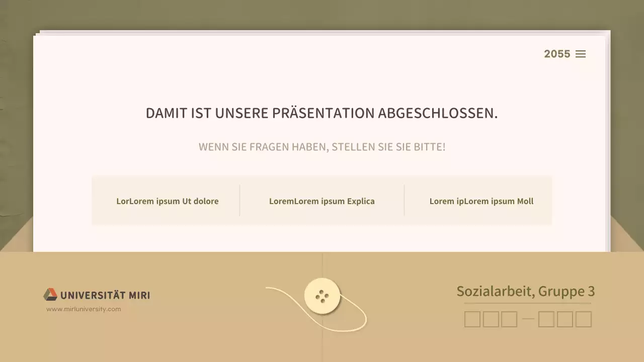Für Präsentationen mit einem klaren Dokumentenkonzept in Oliv- und Beigetönen