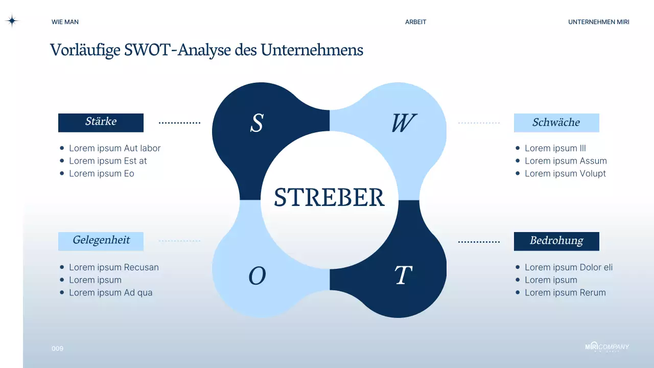 Moderner Business-PT-Vorschlag in Marineblau