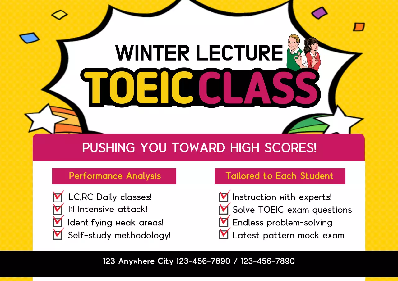 Yellow Trendy Toeic Promotion Poster