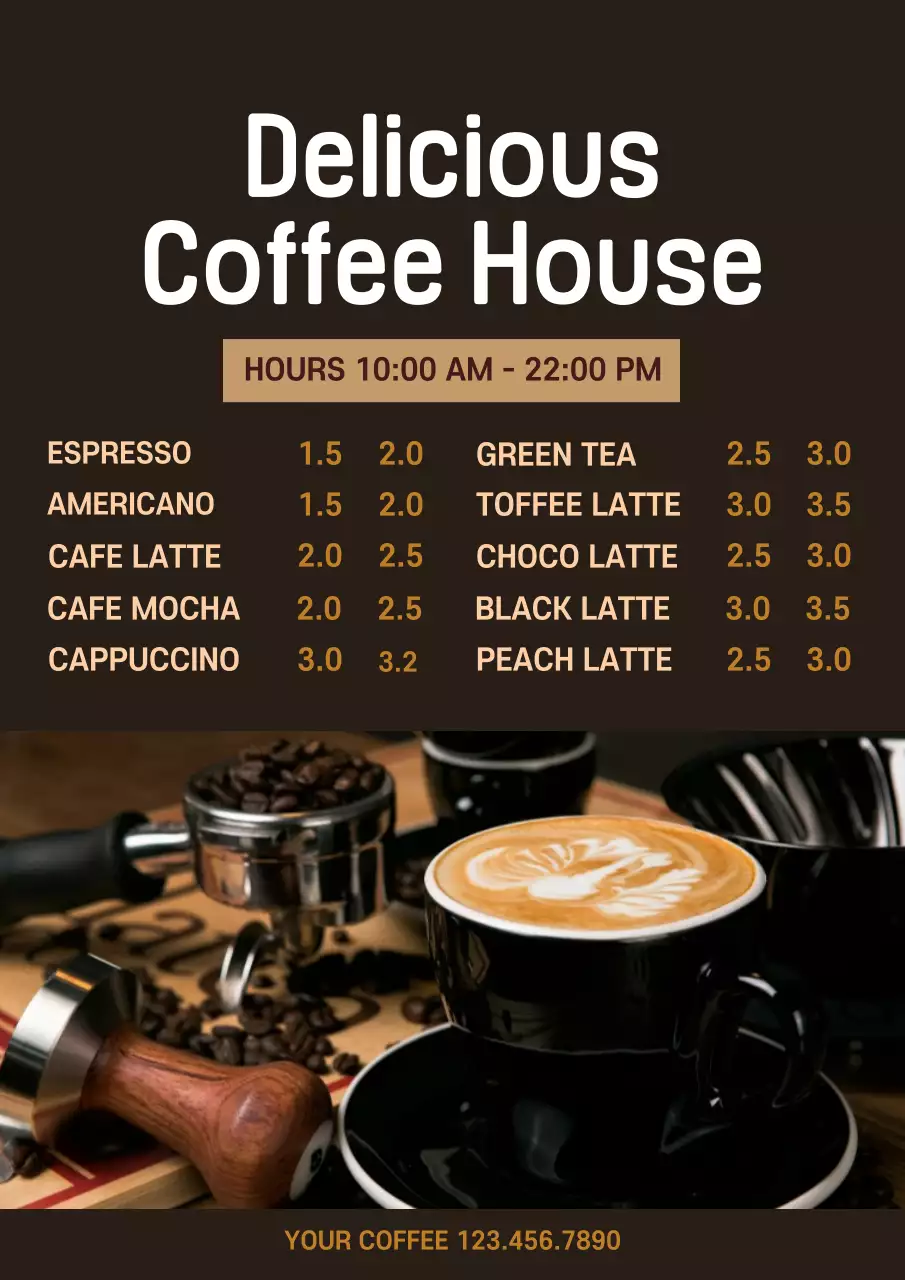 Brown Modern Coffee Menu Poster