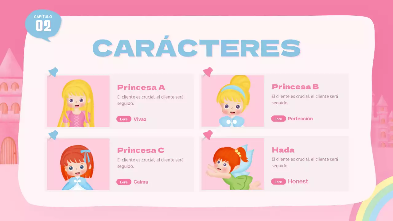 Una linda princesa rosa de cuento de hadas lección de actuación