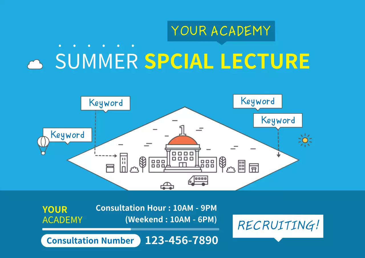 Poster Rekrutmen Kuliah Modern Biru