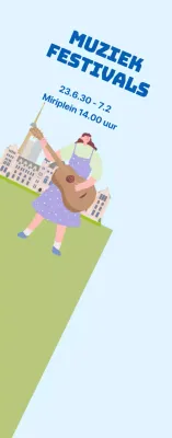 Muziekfestival promotie medium op lichtblauwe, groene gras achtergrond