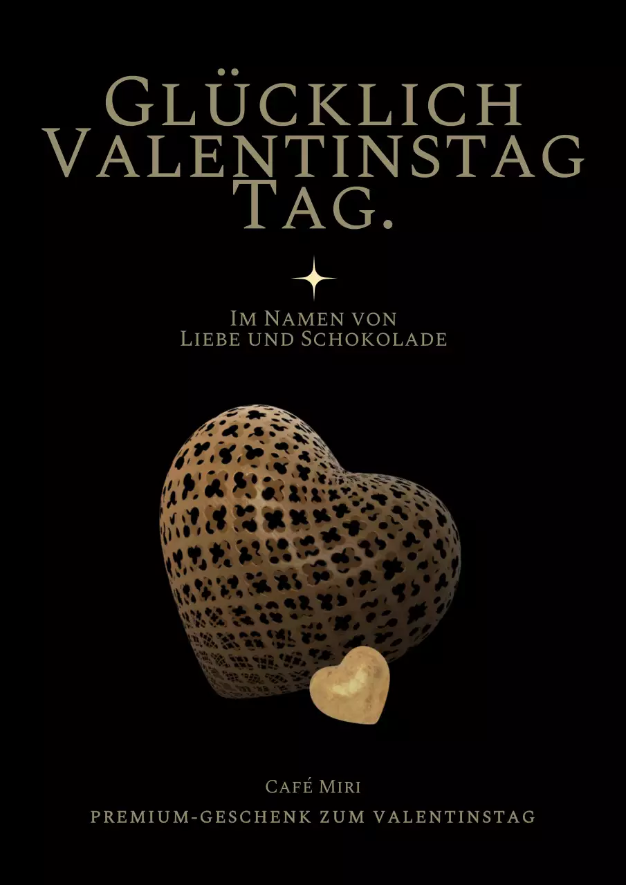 Valentinstag mit schwarzem Hintergrund und 3D-Goldherz-Konzept