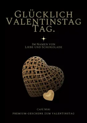 Valentinstag mit schwarzem Hintergrund und 3D-Goldherz-Konzept