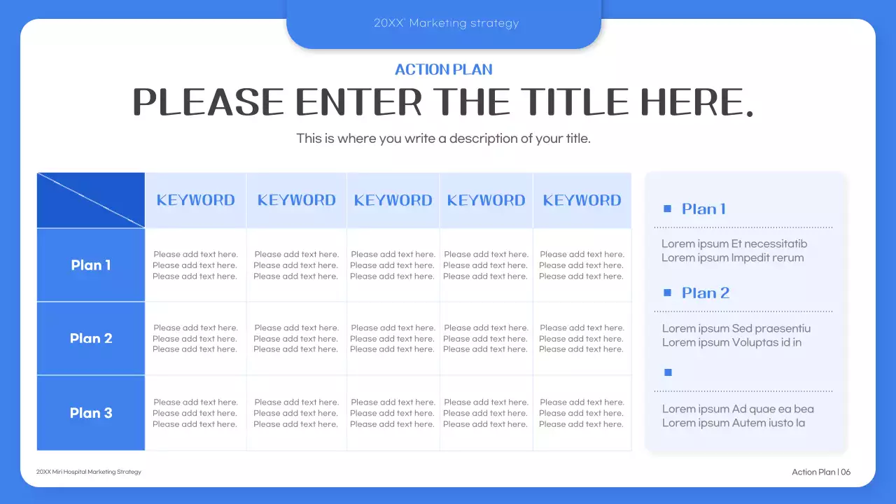 Bài thuyết trình về Kế hoạch tiếp thị bệnh viện chuyên nghiệp Blue