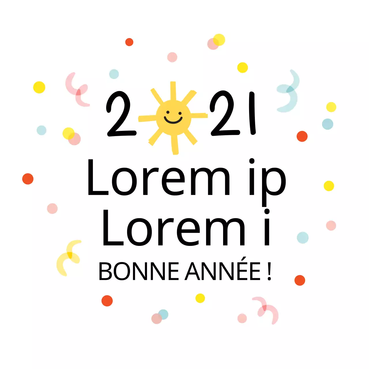 Étiquette de vœux illustrée jaune pour le Nouvel An