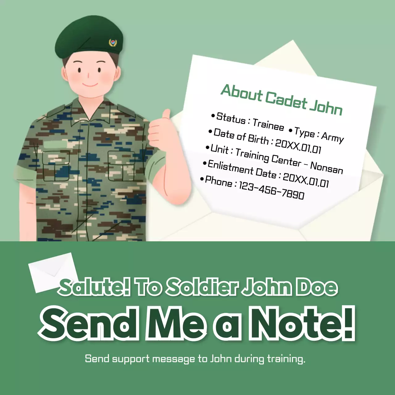 Green Simple Soldier Invitation Social Media Post